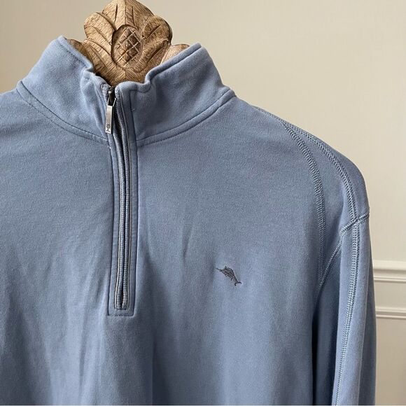 Tommy Bahama 1/4 Zip Dusty Blue Pullover Cotton XL - Picture 1 of 8